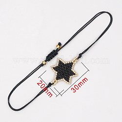 Miyuki Glass Seed Star geflochtenes Perlenarmband, verstellbares Armband für Frauen, Schwarz, 11 Zoll (28 cm)