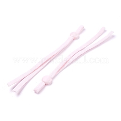 Flaches elastisches Hohlband aus Polyester, für Mundabdeckung Ohrschlaufe elastische Schnur, für diy nähen basteln, Einweg-Munddeckelmaterial, neblige Rose, 118x5 mm, Silikonperle: 9.5x8x4mm