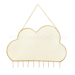 Cloud Metal Jewelry Display Mesh Hanging Rack, Wall-Mounted Jewelry Grid Organizer Holder, Home Decoration for Earrings, Necklaces, Rings Display, Golden, Cloud: 19x30.5cm