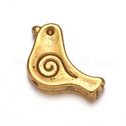 Perline in lega stile tibetano, uccello,  cadmio& piombo libero, oro antico, 9x15x2.5mm, Foro: 1.5 mm