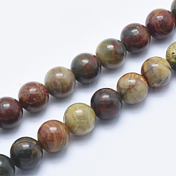 Natural Polychrome Jasper/Picasso Stone/Picasso Jasper Beads Strands, Round, 8mm, Hole: 1mm, about 48pcs/strand, 15.7 inch(40cm)