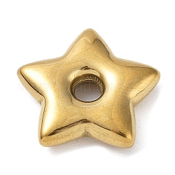 Cuentas espaciadoras de 304 acero inoxidable, estrella, dorado, 18.5x19.5x4.5mm, agujero: 3.5 mm
