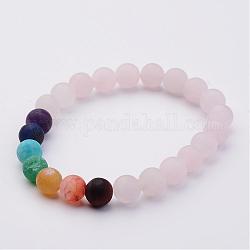 Naturelle quartz rose et pierres précieuses perles étirer bracelets, 2 pouce (50 mm)