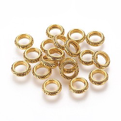 Tibetan Style Alloy Linking Rings, Antique Golden Color, Lead Free & Nickel Free & Cadmium Free, Rondelle, 11x4mm, Hole: 7mm