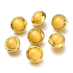 Бусины из натуральных пресноводных ракушек, с золотым латунным краем, окрашенные, круглые, желтые, 19~20x18~19x15 мм, отверстие : 0.7 мм