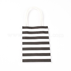 Rectángulo con bolsas de papel con patrón de rayas, con mango, para bolsas de regalo y bolsas de compras, negro, 12x7.5x0.15 cm, desplegar: 12x7.5x0.15cm