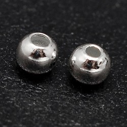 925 Sterling Silber Perlen, nahtlose runde Perlen, Silber, 4 mm, Bohrung: 1~1.3 mm