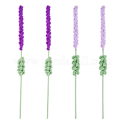 4 pièces 2 couleurs crochet polyester fleur de lavande ornements, fleur artificielle, pour les décorations de mariage, couleur mixte, 402x26mm, 2 pcs / couleur