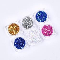 Laser Shining Nail Art Glitter, Manicure Sequins, DIY Sparkly Paillette Tips Nail, Star, Mixed Color, about 6box/set