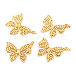 Pendente basi di strass in ottone, con anelli di salto, farfalla, vero placcato oro 18k, adatto per strass da 1 mm, 28x25x1.5mm, Foro: 3.5 mm