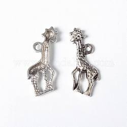 Tibetan Silver Pendants, Lead Free and Cadmium Free, Giraffe, Antique Silver Color, about 22mm long, 10mm wide, 3mm thick, hole: 1.5mm