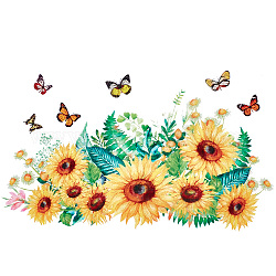 GORGECRAFT 2 Sheet 23.6x11.2 Inch Sunflower Wall Stickers Colorful Daisy Flowers Butterflies Waterproof Removable Wall Decals for Kitchen Bedroom Living Room TV Wall Art Decor Home DIY Crafts