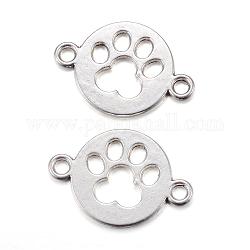 Tibetan Style Alloy Links connectors, Flat Round, with Dog's Paw Pattern, Cadmium Free & Lead Free, Antique Silver, 24x16.5x1mm, Hole: 2mm, about 700pcs/1000g