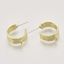Alloy Stud Earring Findings, Half Hoop Earrings, with Loop, Light Gold, 22x7mm, Hole: 2mm, Pin: 0.6mm