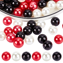 Pandahall elite 60 pz 3 colori personalizzati in resina imitazione perle di perle, tondo, colore misto, 20mm, Foro: 2.6 mm, 20 pz / colore