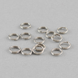 304 anelli portachiavi in ​​acciaio inox, anelli di salto a doppio anello, colore acciaio inossidabile, 6x1.4mm, circa  4.6mm diametro interno
