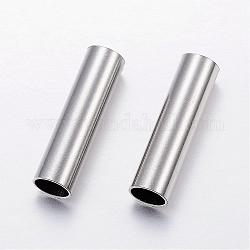 Perlas de tubo de 304 acero inoxidable, color acero inoxidable, 30x8mm, agujero: 7 mm
