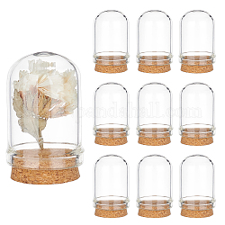PandaHall 10pcs Cloche Bell Jar, Glass Display Dome with Cork Base Mini Glass Dome Decorative Cloche Display Case for Flower Snad Storage Home Party Favor Decoration, 2.2x3.6cm/0.86x1.4inch