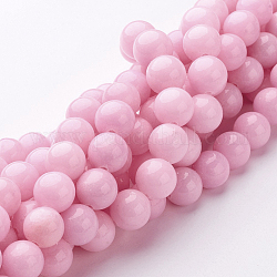 Chapelets de perles rondes en jade de Mashan naturelle, teinte, perle rose, 10mm, Trou: 1mm, Environ 41 pcs/chapelet, 15.7 pouce