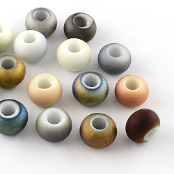 Opaco perle di vetro elettrodeposte, perline con foro grande, colore misto, 14~15x10mm, Foro: 5~6 mm