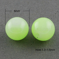 Imitation Jade Glass Beads Strands, Spray Painted, Round, Pale Green, 6mm, Hole: 1.3~1.6mm, about 133pcs/strand, 31.4 inch