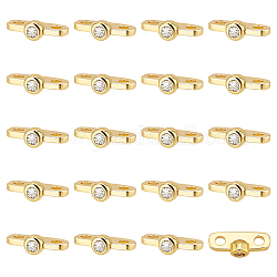 BENECREAT 20Pcs Brass Pave Clear Cubic Zirconia Connector Charms, Oval Links, Golden, 4x10.5x3mm, Hole: 1.5mm