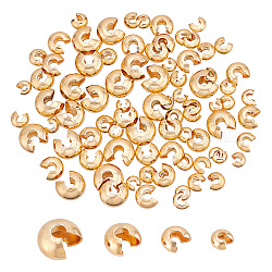 Arricraft 80 pz copri perline in ottone, 4 stile copri nodo in oro semitondo con perline a tubo aperto per bracciale orecchini gioielli fai da te fatti a mano 3 mm