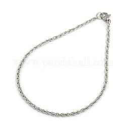 Fashionable 304 Stainless Steel Rope Chain Bracelet Making, with Lobster Claw Clasps, Stainless Steel Color, 7-7/8 inch(200mm), 2.5mm