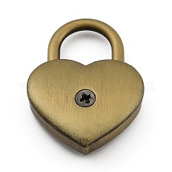 Herzförmiges Vorhängeschloss aus Zinklegierung, ohne Schlüssel, für Schmuckschatulle Aufbewahrungsbox Tagebuch, Antik Bronze, 3.5x2.5x0.8 cm, Bohrung: 11 mm
