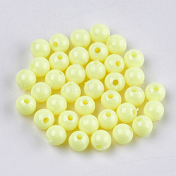 Perles plastiques opaques, ronde, champagne jaune, 6x5.5mm, Trou: 1.8mm, environ 4790 pcs/500 g