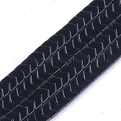 Spray Painted Non-magnetic Synthetic Hematite Beads Strands, Arrow/Chevron, Black, 5.5x6x2mm, Hole: 0.7mm, about 107pcs/strand, 16.1 inch