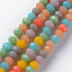 Chapelets de perles en verre opaques, facette abaque, couleur mixte, 3x2.5mm, Trou: 0.6mm, Environ 192~195 pcs/chapelet, 16.93 pouce ~ 17.52 pouces (43 cm ~ 44.5 cm)