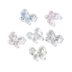 Perles en acrylique transparente, aux pétales de fleurs séchées, papillon, couleur aléatoire, 17.5x21x6mm, Trou: 1.8mm, 415 pcs / 500 g