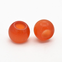 Rondelle Cat Eye Beads, Large Hole Beads, Orange Red, 14x12mm, Hole: 6mm