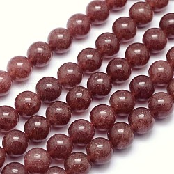 Natürliche Erdbeere Quarz runden Perle Stränge, Klasse AA, 14 mm, Bohrung: 1 mm, ca. 29 Stk. / Strang, 15.5 Zoll