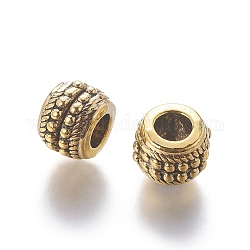 Perles européennes en alliage de style tibétain, rondelle, Or antique, sans plomb et sans cadmium, 8.5x7mm, Trou: 4.5mm