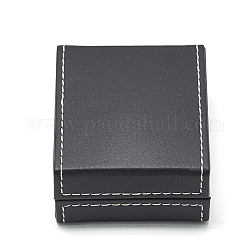 Collares de imitación de cuero plástico cajas, con terciopelo, Rectángulo, negro, 8.5x7.1x3.7 cm