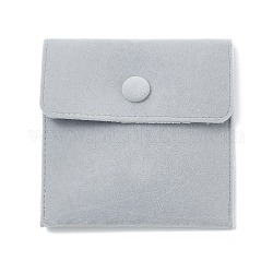 Мешки ювелирных изделий бархата, квадратный, светло-серый, 9.8x10x1.1 см
