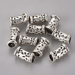 Tibetan Style Zinc Alloy Tube Beads, Antique Silver, 15x8x8mm, Hole: 5mm, about 741pcs/1000g