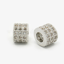 Perles de cubes zircone en laiton , colonne, platine, 6x5mm, Trou: 3mm