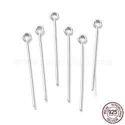 925 spilla in argento sterling rodiato, platino, 24 gauge, 30x2.5x0.5mm, Foro: 1.4 mm