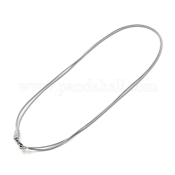 Fabricación de collar de cordón de poliéster encerado coreano, con anillos de goma y 304 cierre de mosquetón de acero inoxidable., gris claro, 21.06~21.46 pulgada (53.5~54.5 cm)