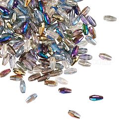 Fili di perle di vetro elettrolitico 210 pz 10 colori, forma di riso, sfaccettato, colore misto, 8.5x4mm, Foro: 1 mm, 21 pz / colore