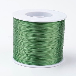 Cuerda de cristal elástica plana coreana, Hilo de cuentas elástico, para hacer la pulsera elástica, verde mar medio, 0.5mm, alrededor de 546.8 yarda (500 m) / rollo