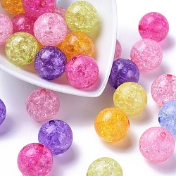 Perles en acrylique transparentes craquelées, ronde, couleur mixte, 20mm, Trou: 2.5mm, environ 100 pcs/500 g