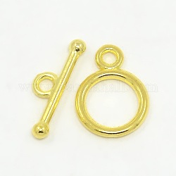Tibetan Style Alloy Toggle Clasps, Cadmium Free & Nickel Free & Lead Free, Ring, Golden, 14x10mm, Hole: 2mm