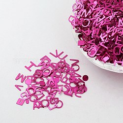 Украшение аксессуаров пластиковая пайетка / блестки бисер, алфавит, темно-розовыми, 5.5x5.5~6x0.1 мм