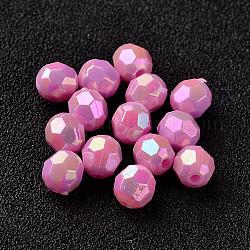 Ab farbbeschichtete umweltfreundliche runde Perlen aus Polystyrolacryl, facettiert, Orchidee, 6 mm, Bohrung: 1 mm, ca. 5000 Stk. / 500 g
