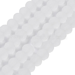 Transparent Glass Beads Strands, Faceted, Frosted, Rondelle, WhiteSmoke, 10mm, Hole: 1mm