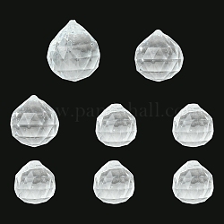 Transparent Acrylic Pendants, Faceted, Round, Clear, 24.5~40.5x23.5~36mm, Hole: 1.9~4mm, 8pcs/bag